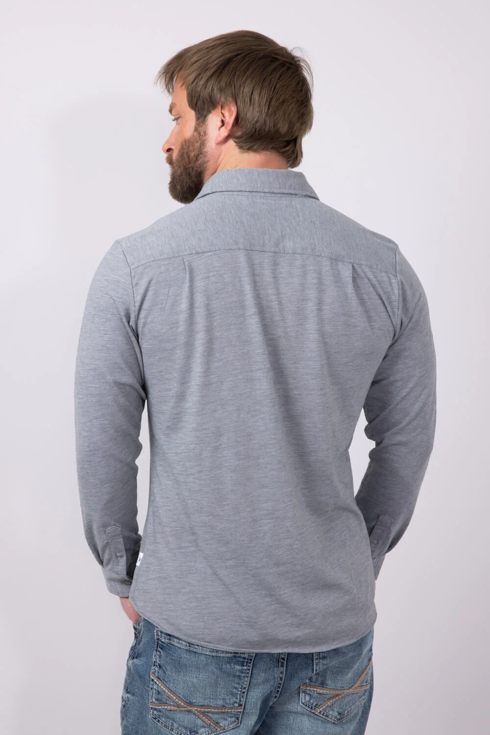 Vintage Summer Soft Button Up Shirt for Men in Heather Grey | V69802-HTHRGREY - Image 2