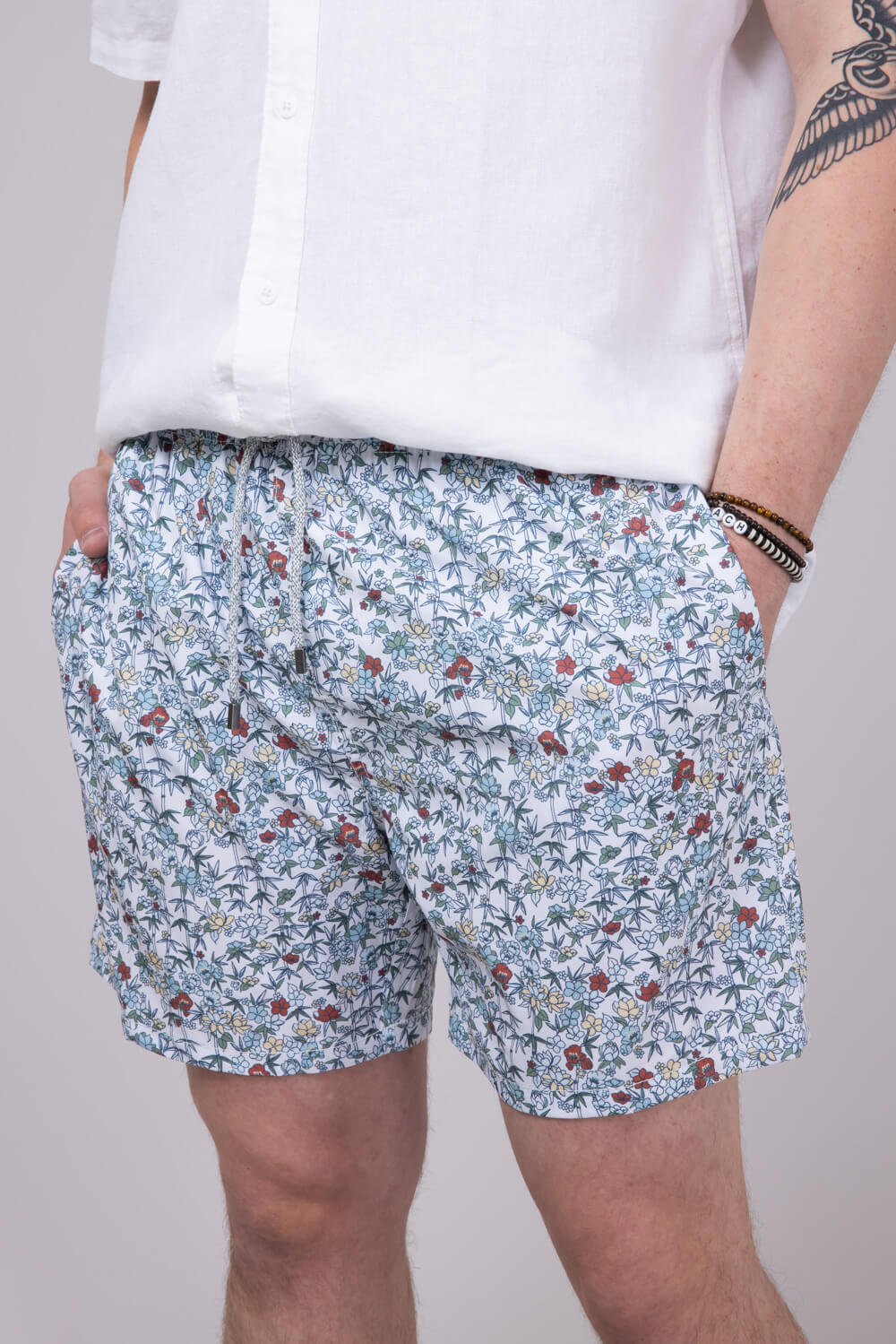 Vintage Summer Volley 6” Shorts for Men in Multi White | V70822-MULTI - Image 2
