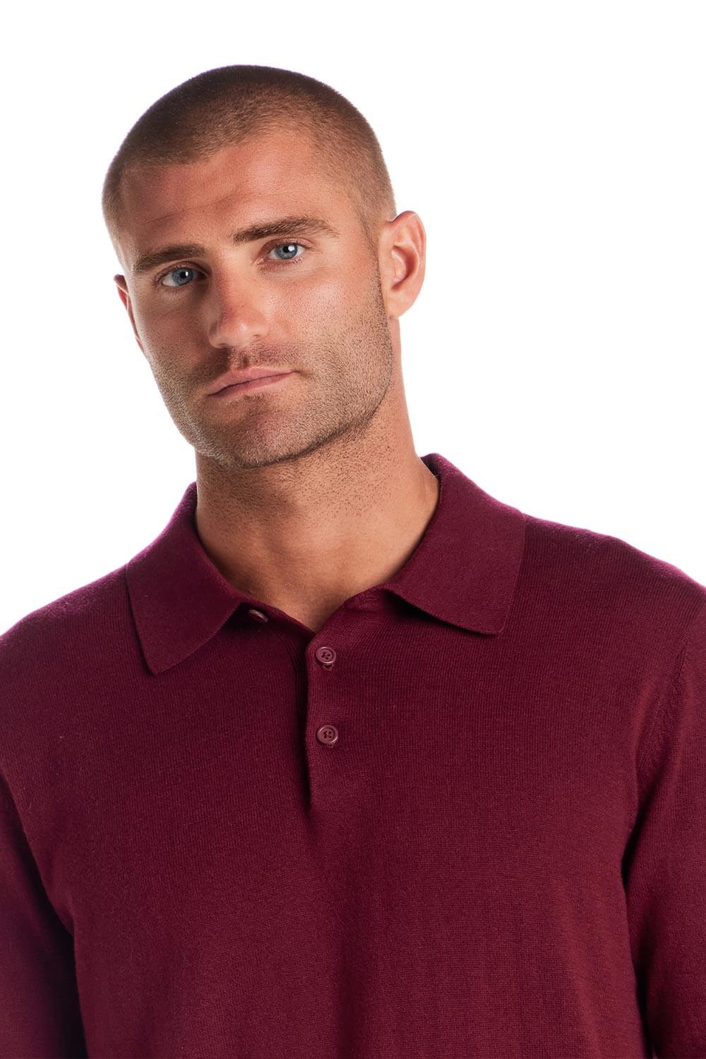Weatherproof Vintage Cotton Cashmere Sweater Polo Shirt for Men in Syrah Red | F2540535GK-SYRAH - Image 3
