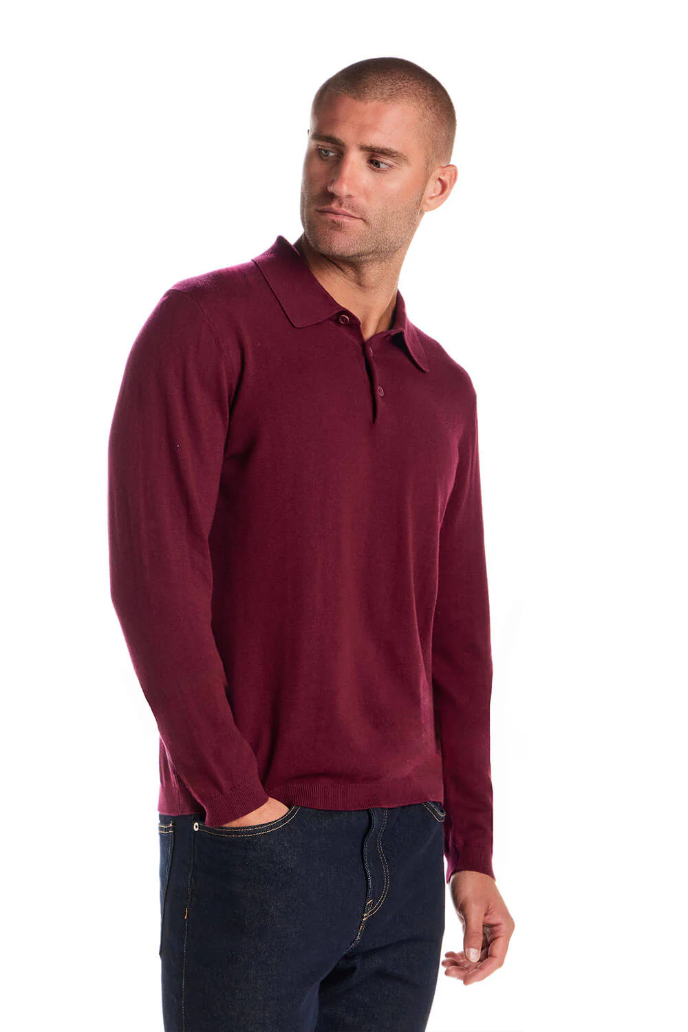 Weatherproof Vintage Cotton Cashmere Sweater Polo Shirt for Men in Syrah Red | F2540535GK-SYRAH - Image 4