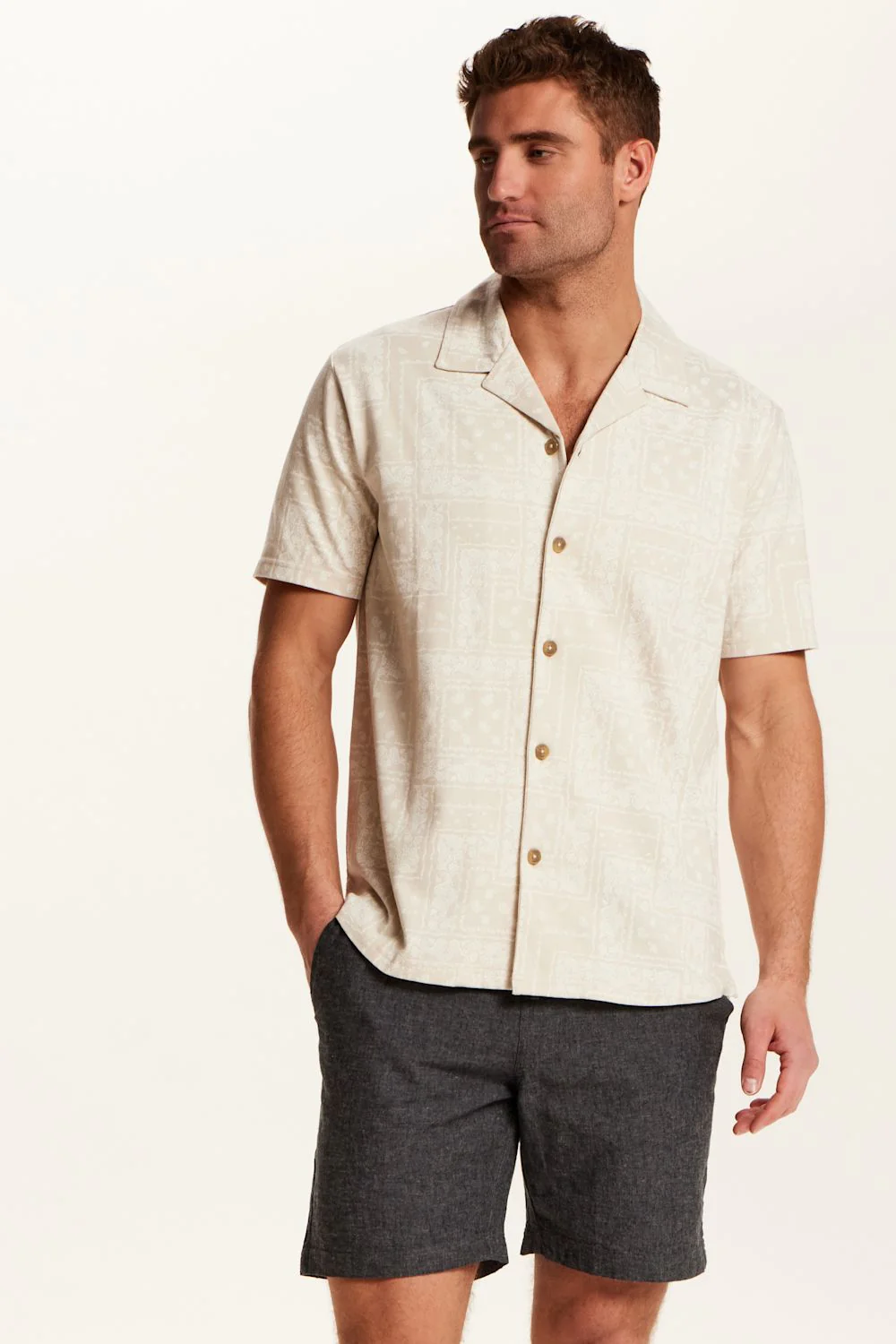 Weatherproof Vintage Bandana Camp Shirt for Men in Tan | S2631839GK-TAN - Image 3