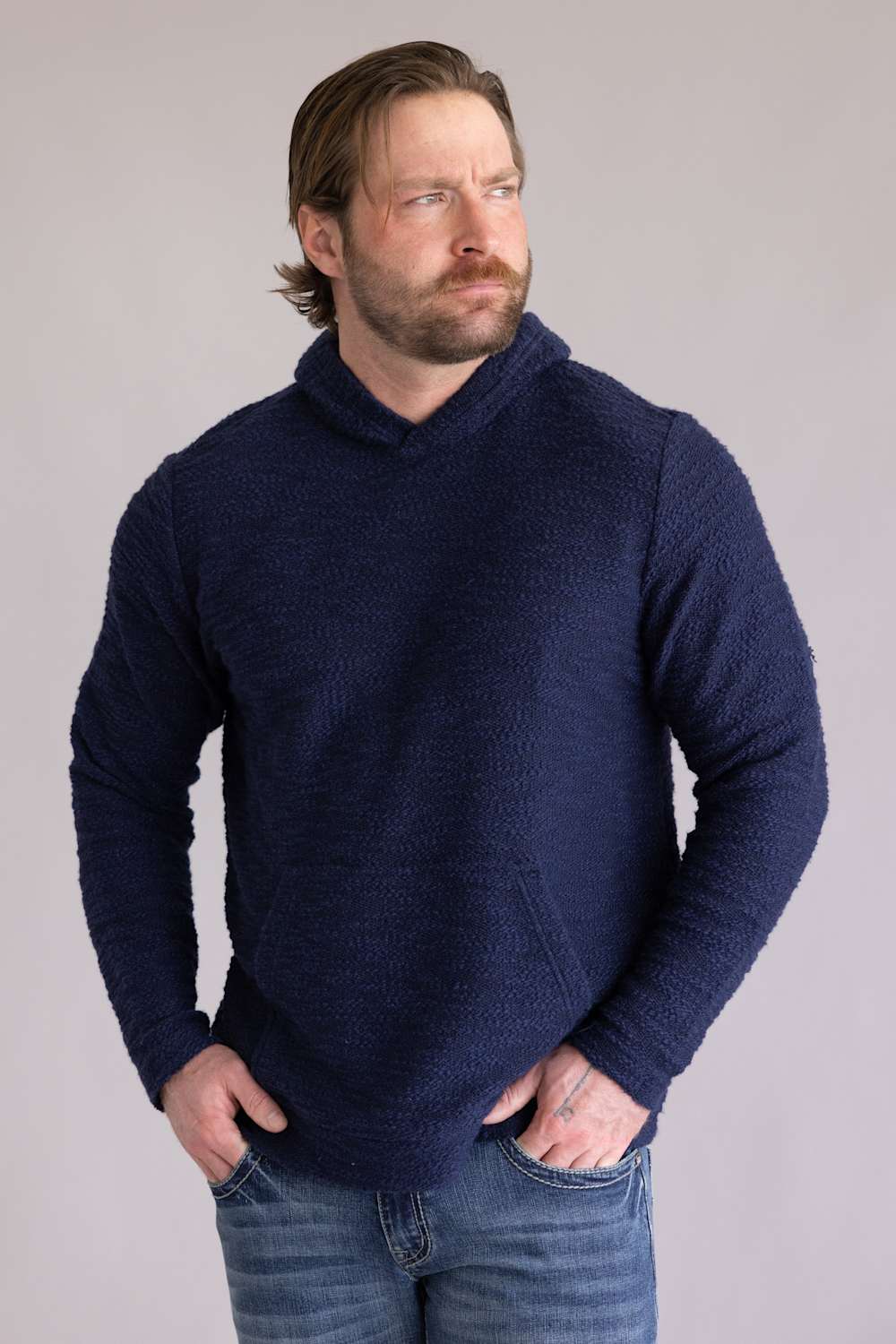 Weatherproof Vintage Boucle Hoodie Sweater for Men in Maritime  | S2631868GK-MARITIME BLUE - Image 2