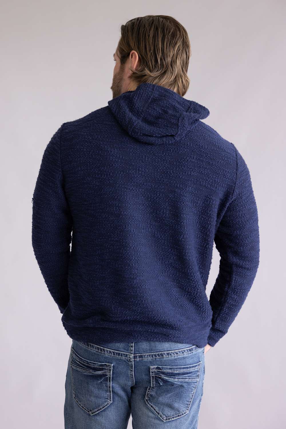 Weatherproof Vintage Boucle Hoodie Sweater for Men in Maritime  | S2631868GK-MARITIME BLUE - Image 3