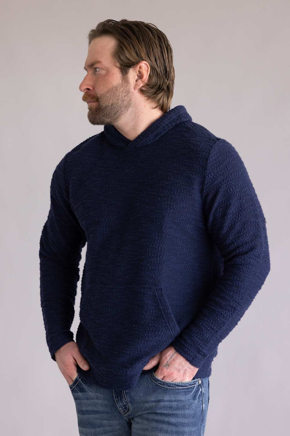 Weatherproof Vintage Boucle Hoodie Sweater for Men in Maritime  | S2631868GK-MARITIME BLUE - Image 4