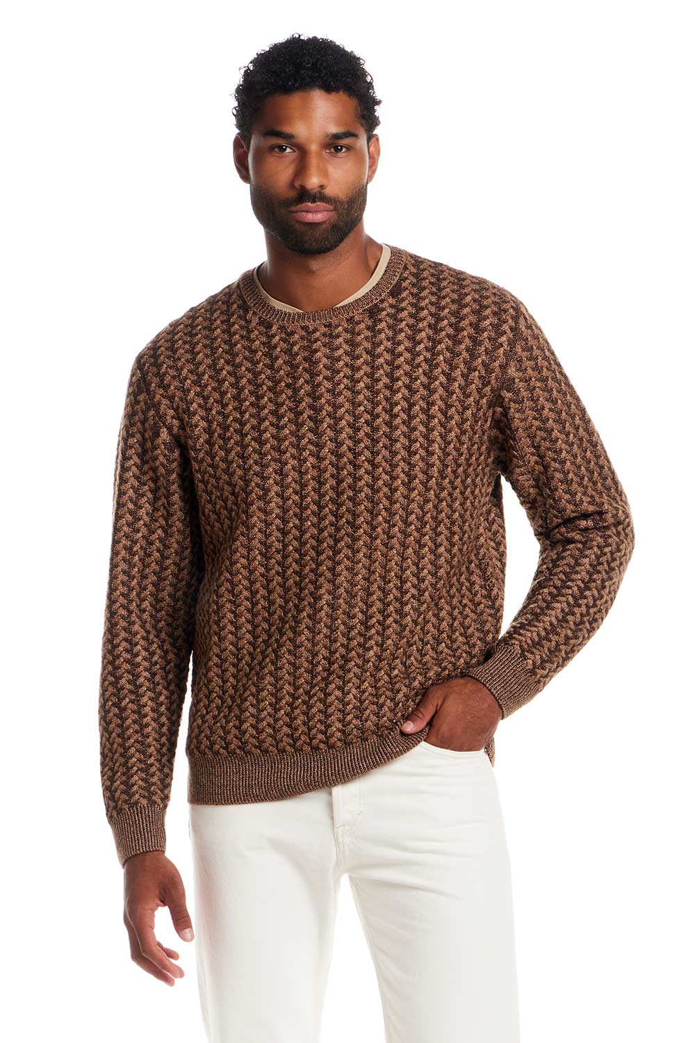 Weatherproof Vintage Braided Crewneck Sweater for Men - Image 2