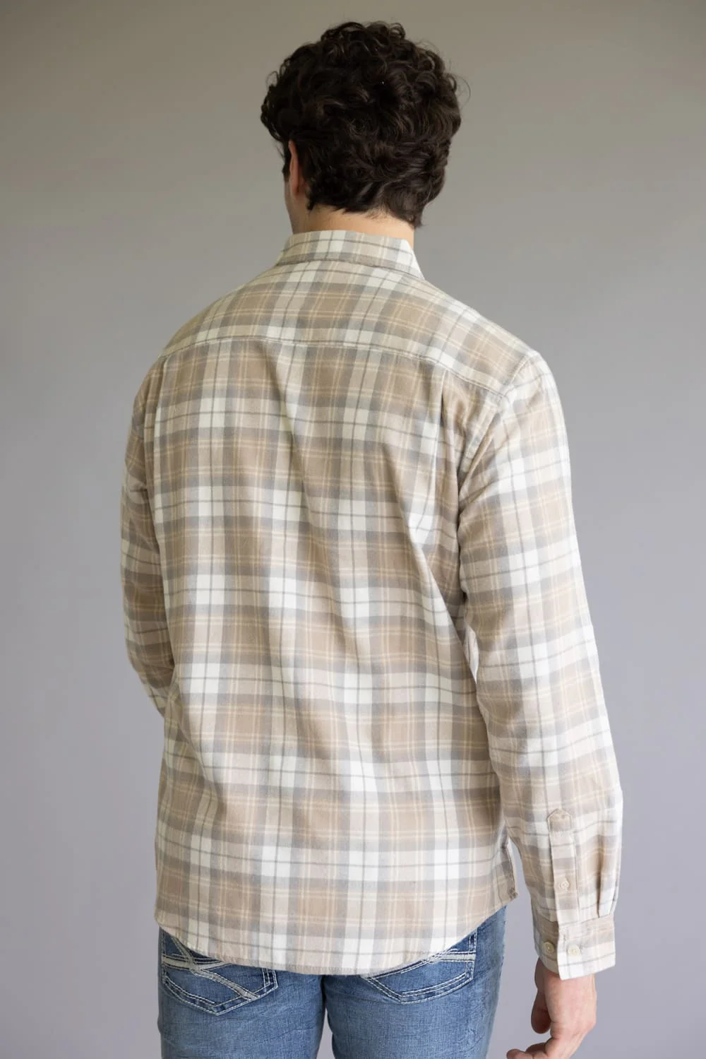 Weatherproof Vintage Brushed Flannel Shirt for Men in Beige | F2585572GK-BEIGE - Image 2