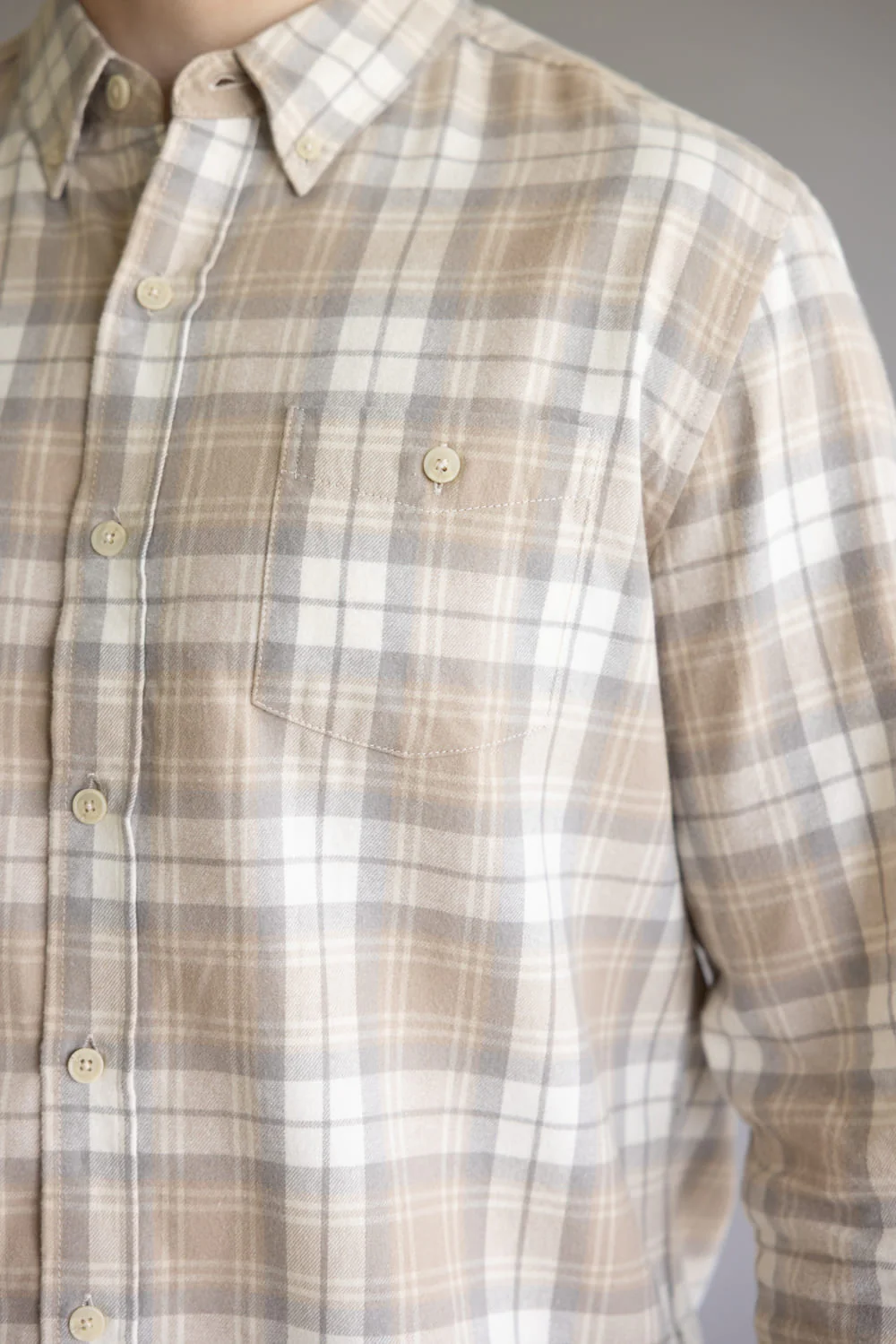 Weatherproof Vintage Brushed Flannel Shirt for Men in Beige | F2585572GK-BEIGE - Image 3