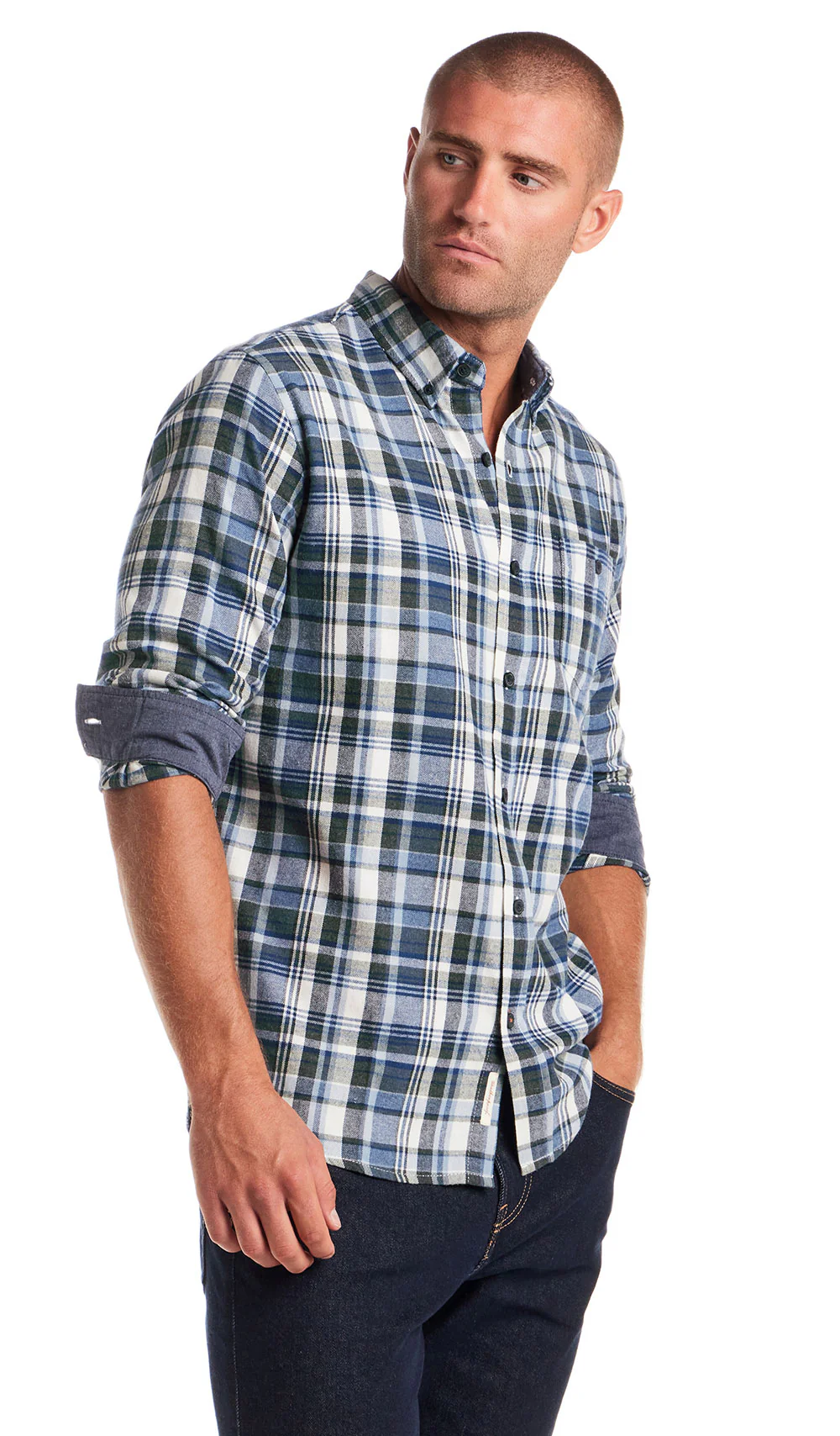 Weatherproof Vintage Brushed Flannel Shirt for Men in Blue Fusion | F2585755GK-BLUEFUSION - Image 5