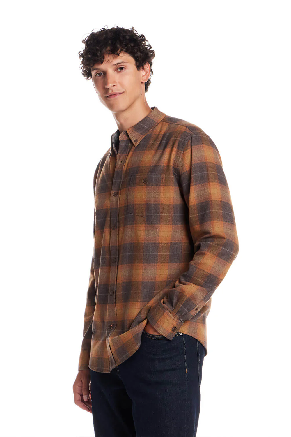 Weatherproof Vintage Brushed Flannel Shirt for Men in Pumpkin Spice | F2585572GK-PUMPKINSPICE - Image 2