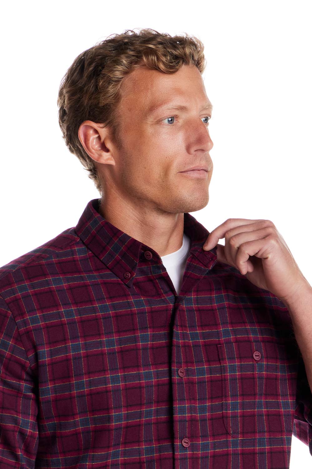 Weatherproof Vintage Brushed Flannel Shirt for Men in Red Plum | F2585217GK-REDPLUM - Image 3