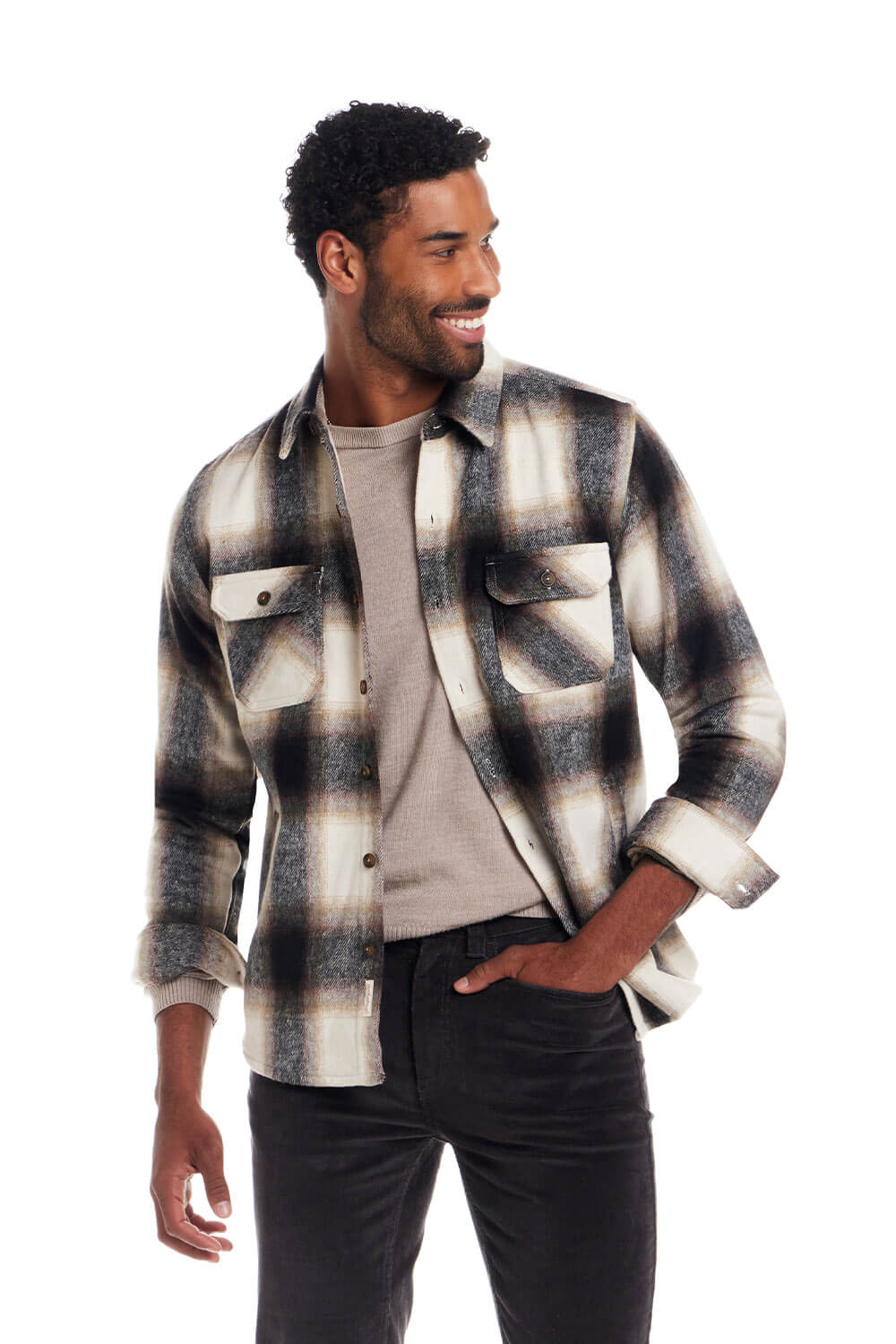 Weatherproof Vintage Brushed Unlined Shirt Jacket for Men in Chocolate Cream | F2570663GK-CHOCCREAM - Image 2