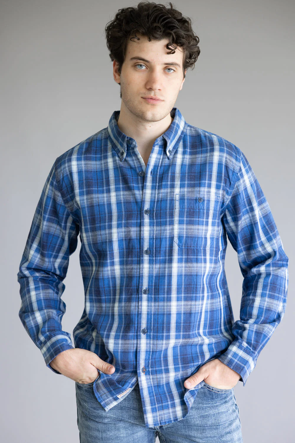 Weatherproof Vintage Burnout Flannel Shirt for Men in Strong Blue | F2585429GK-STRONGBLUE - Image 3