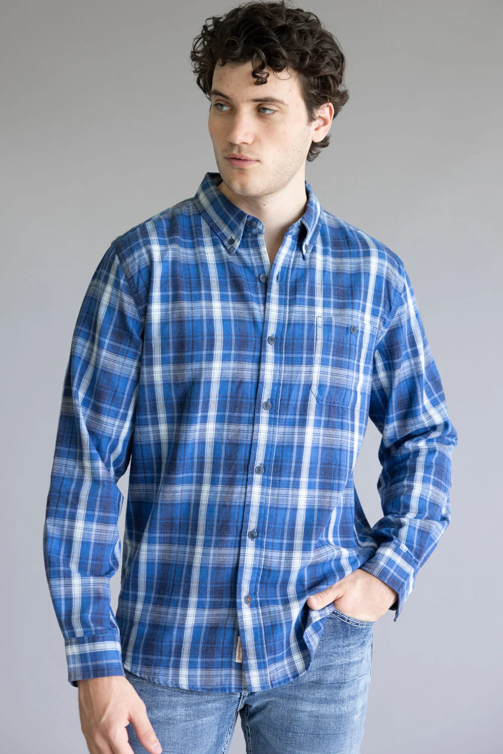 Weatherproof Vintage Burnout Flannel Shirt for Men in Strong Blue | F2585429GK-STRONGBLUE - Image 4