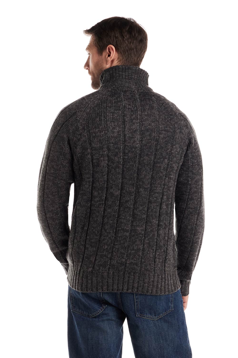 Weatherproof Vintage Cable Knit Button Mock Neck Sweater for Men in Charcoal | F2540639GK-CHARCOAL - Image 2