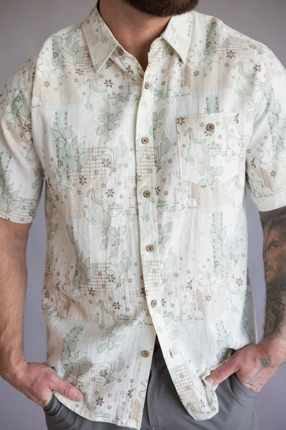 Weatherproof Vintage Camp Collar Printed Shirt for Men in Tender Greens | S2684586GK-TENDERGREENS - Image 2