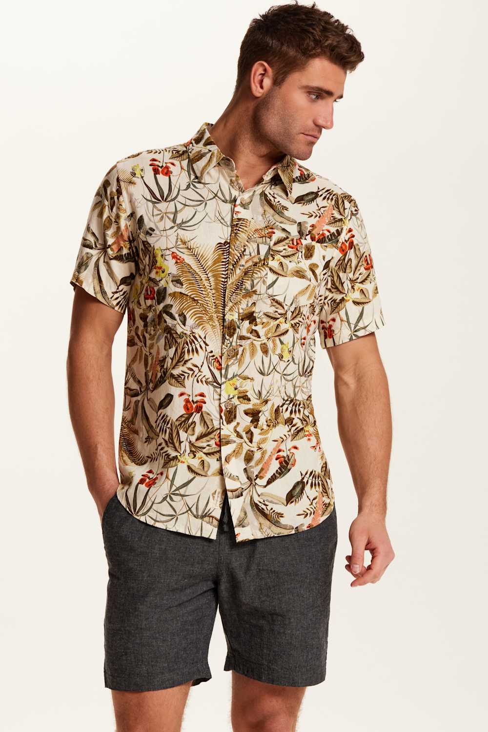 Weatherproof Vintage Camp Collar Printed Shirt for Men in Wheat | S2684586GK-WHEAT - Image 4