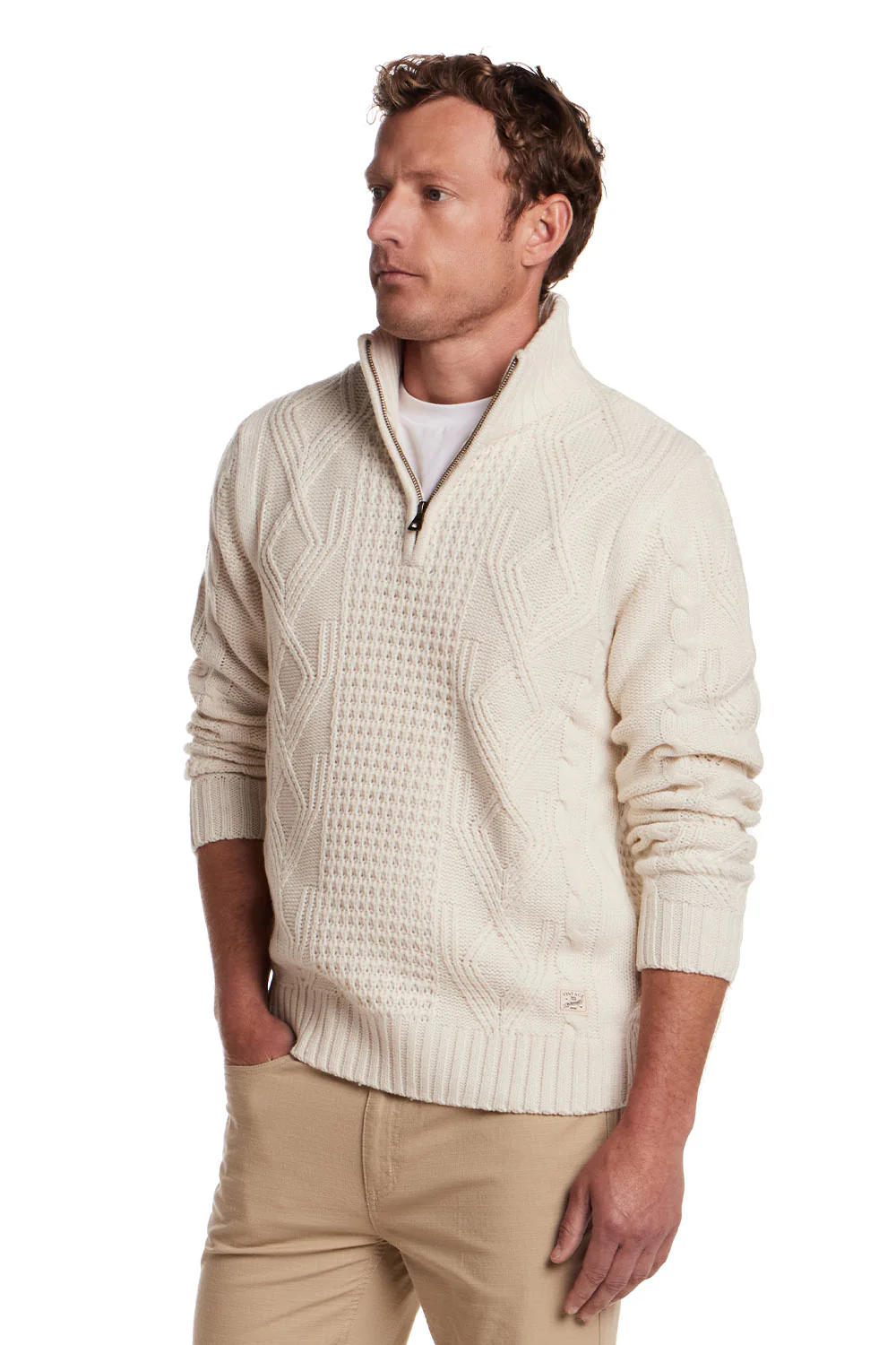 Weatherproof Vintage Chunky Shawl Collar Pullover for Men in Ecru | F2540628GK-ECRU - Image 4