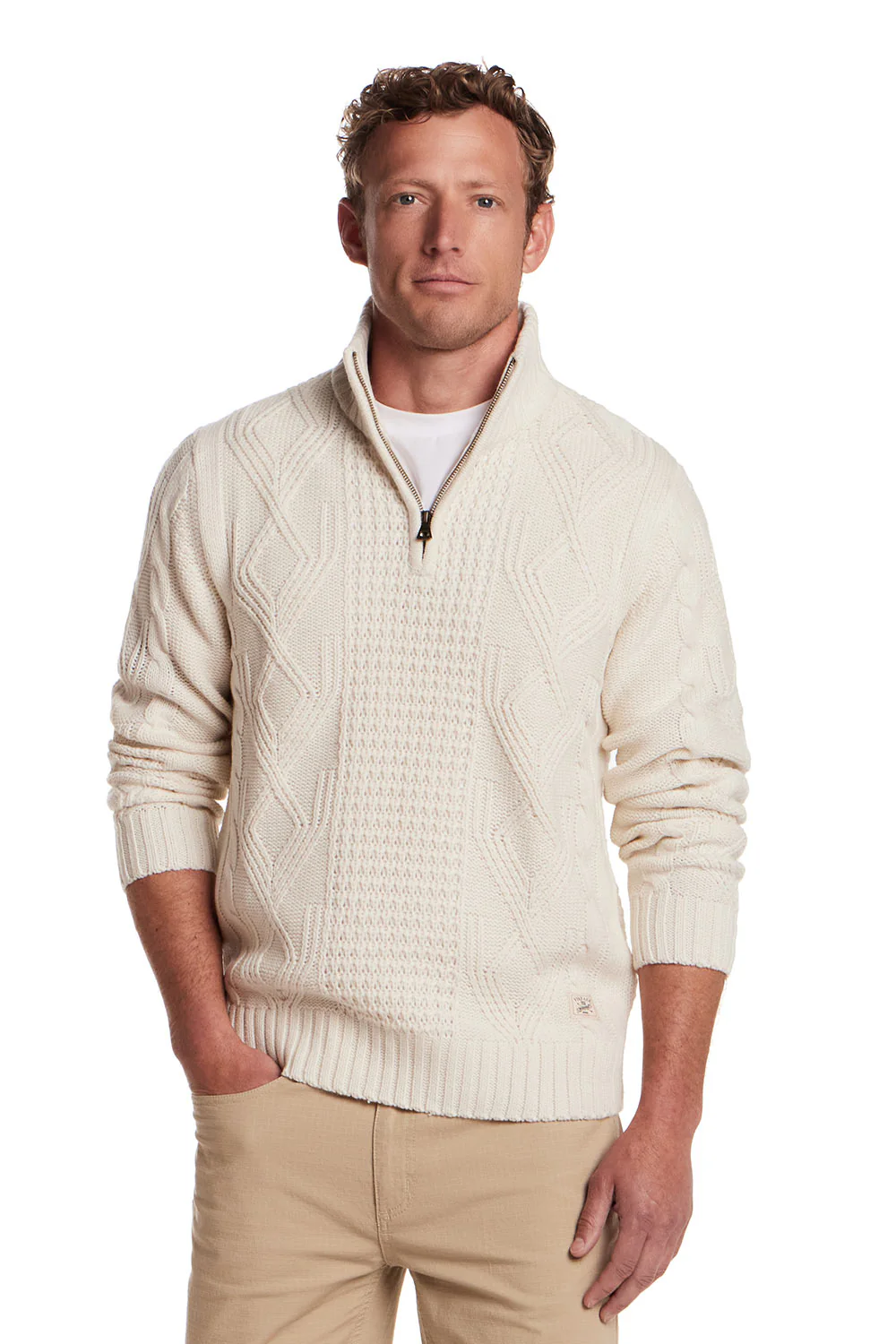 Weatherproof Vintage Chunky Shawl Collar Pullover for Men in Ecru | F2540628GK-ECRU - Image 5