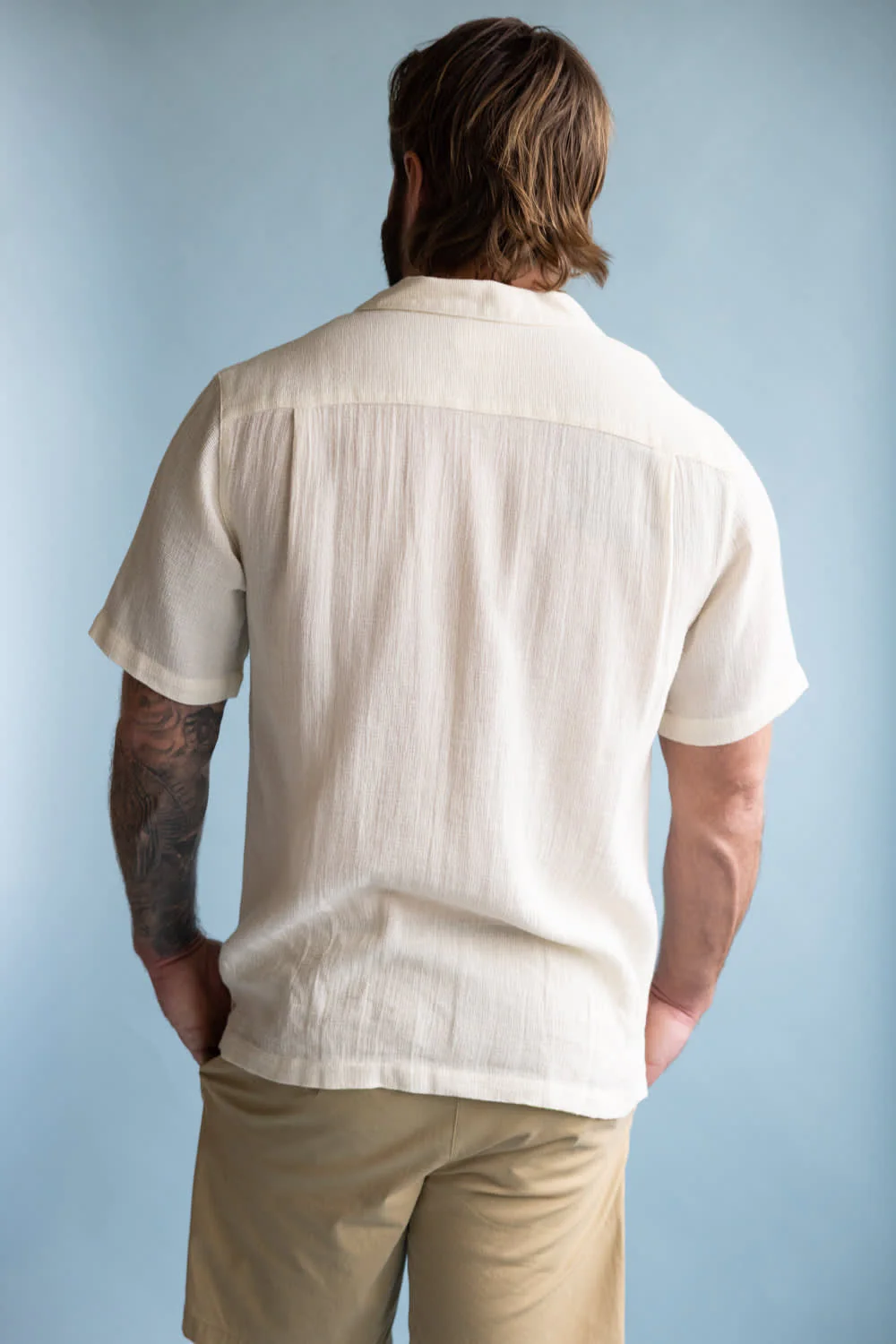 Weatherproof Vintage Cotton Airtex Shirt for Men in Cream | S2684499GK-CREAM - Image 3