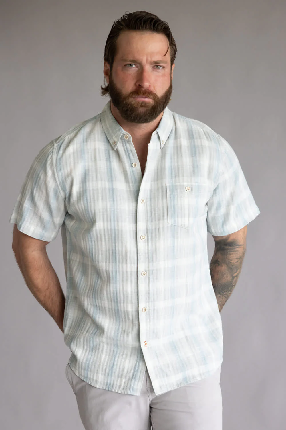 Weatherproof Vintage Cotton Linen Button Down Shirt for Men in Belgian Block | S2684493GK-BELGIANBLOCK - Image 4