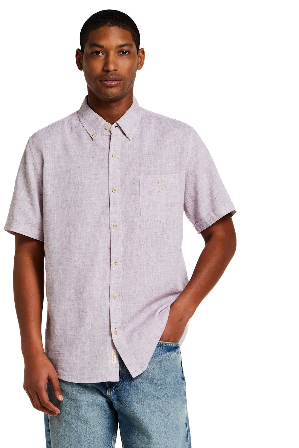 Weatherproof Vintage Cotton Linen Solid Button Down Shirt for Men in Rose | S264612GK-ROSEBROWN - Image 2