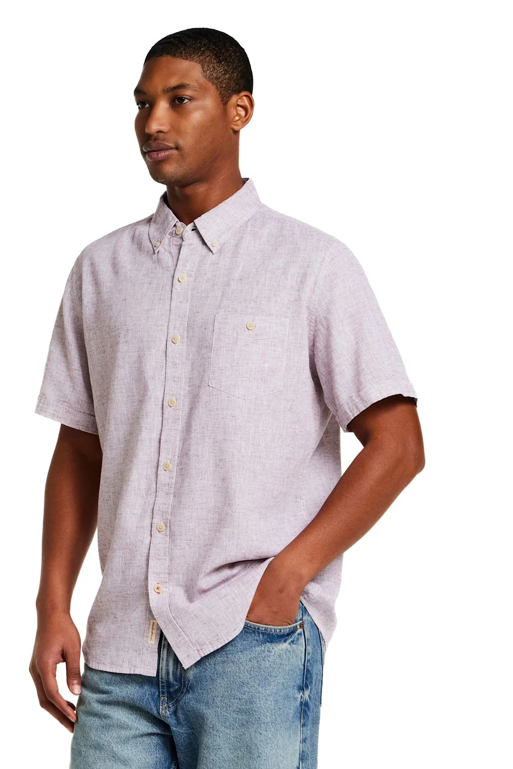 Weatherproof Vintage Cotton Linen Solid Button Down Shirt for Men in Rose | S264612GK-ROSEBROWN - Image 3
