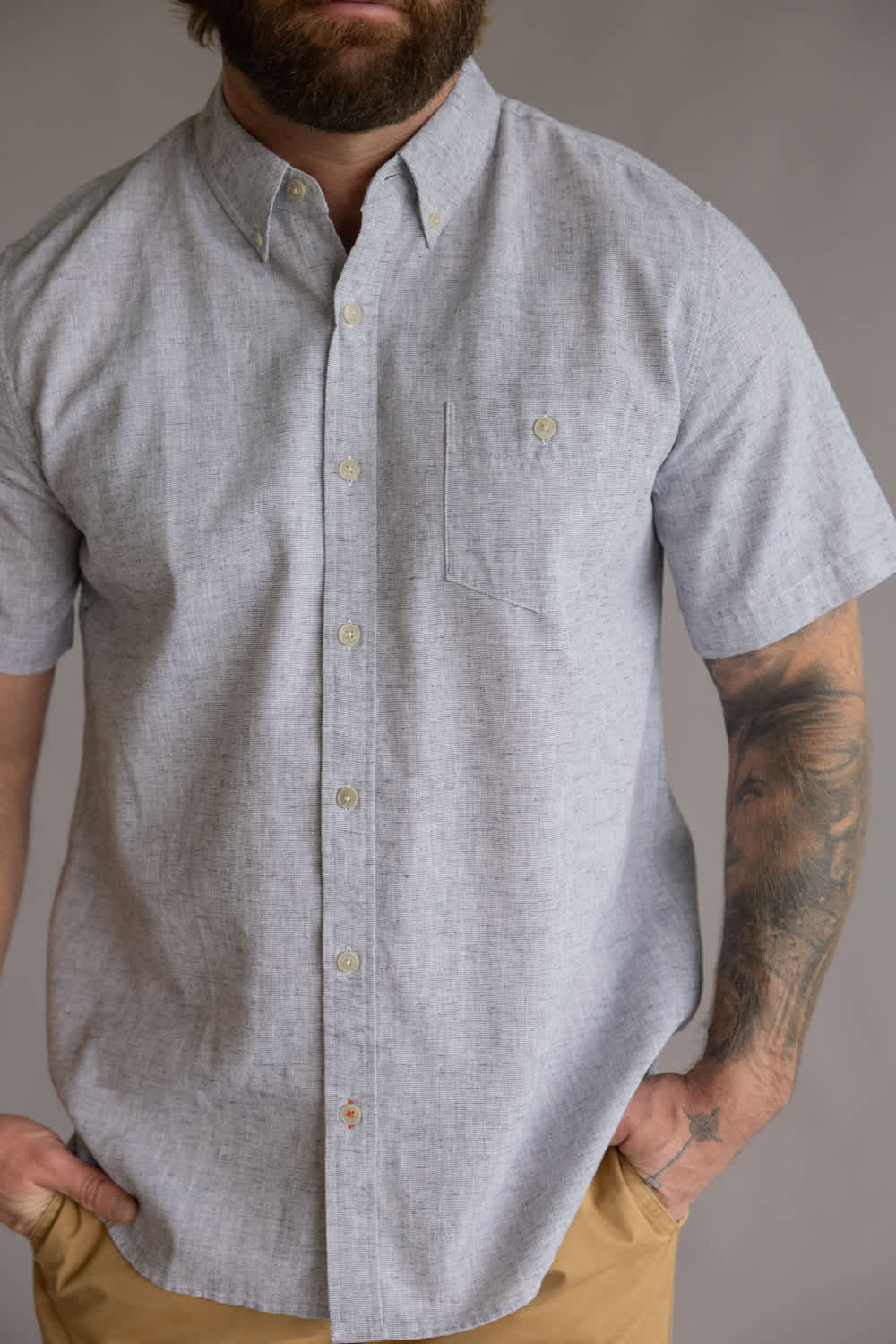 Weatherproof Vintage Cotton Linen Solid Button Up Shirt for Men in Maritime Blue | S264612GK-MARITIME BLUE - Image 2