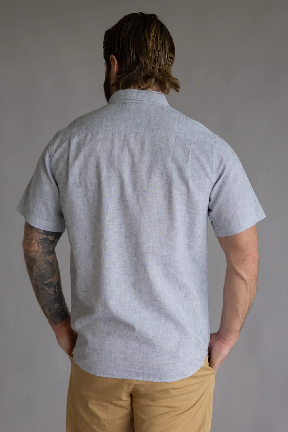 Weatherproof Vintage Cotton Linen Solid Button Up Shirt for Men in Maritime Blue | S264612GK-MARITIME BLUE - Image 3