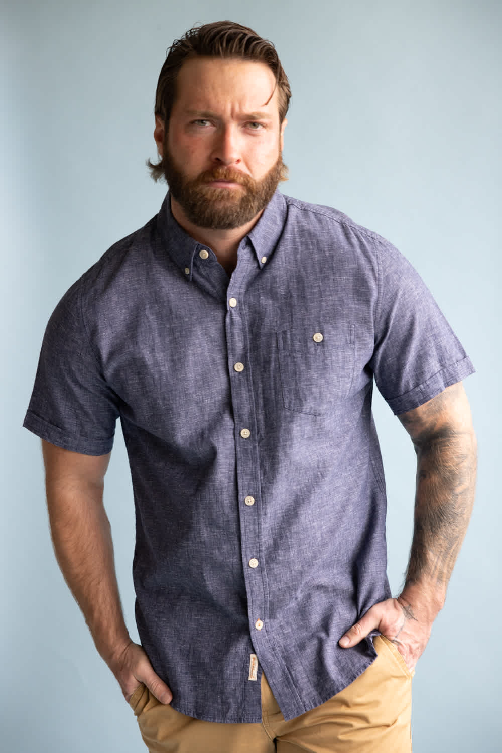 Weatherproof Vintage Cotton Linen Solid Button Down Shirt for Men in Naval Academy | S264612GK-NAVALACADEMY - Image 4