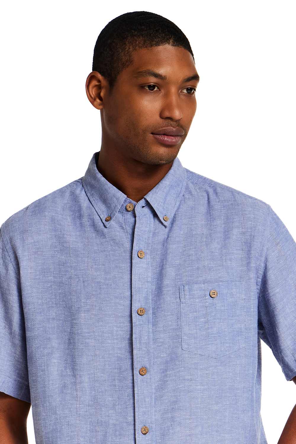 Weatherproof Vintage Cotton Linen Stripe Button Down Shirt for Men in Infinity Blue | S2684463GK-INFINITYBLUE - Image 2