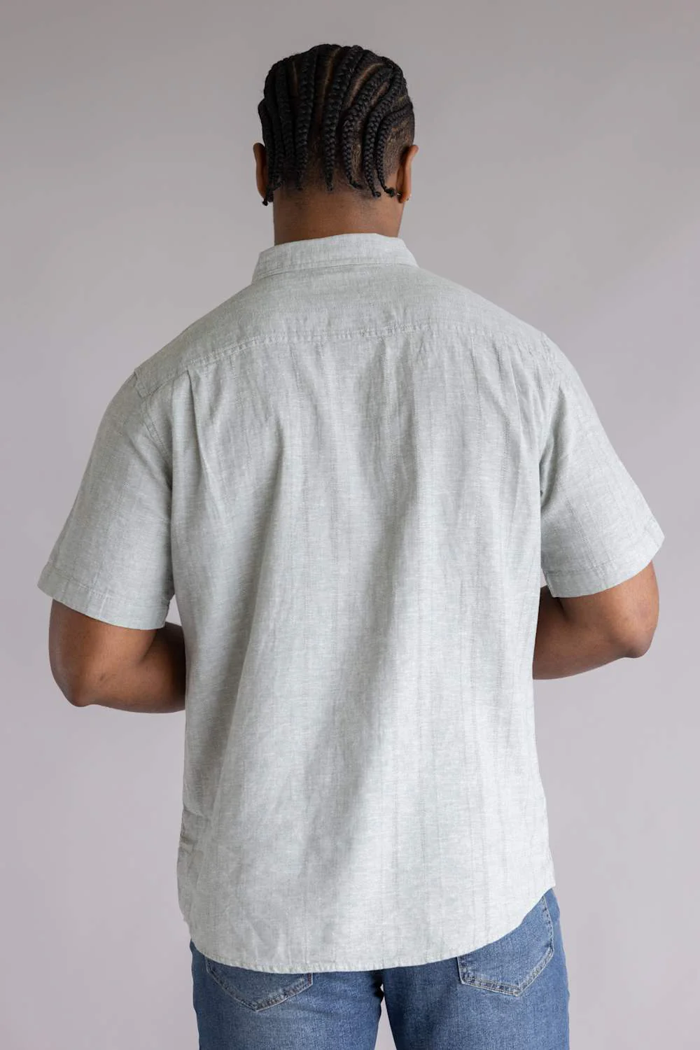 Weatherproof Vintage Cotton Linen Stripe Button Down Shirt for Men in Seagrass | S2684463GK-SEAGRASS - Image 3
