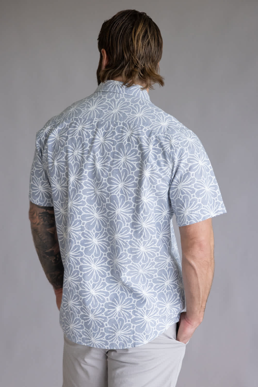 Weatherproof Vintage Cotton Pattern Button Up Shirt for Men in Infinity Blue | S2684578GK-INFINITYBLUE - Image 3