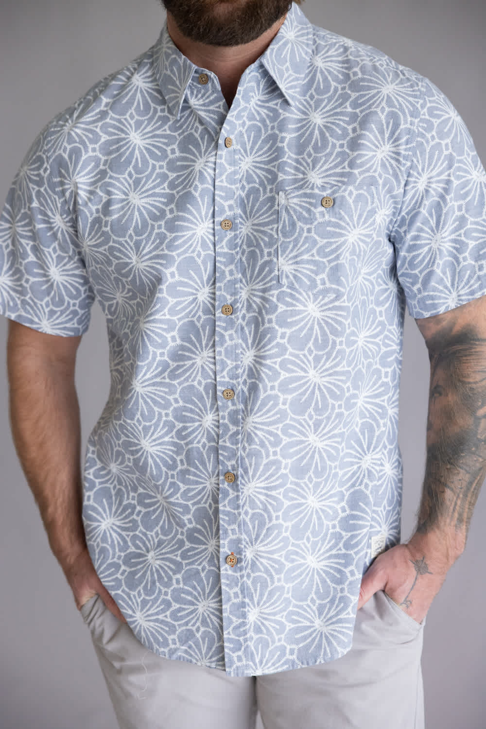 Weatherproof Vintage Cotton Pattern Button Up Shirt for Men in Infinity Blue | S2684578GK-INFINITYBLUE - Image 4