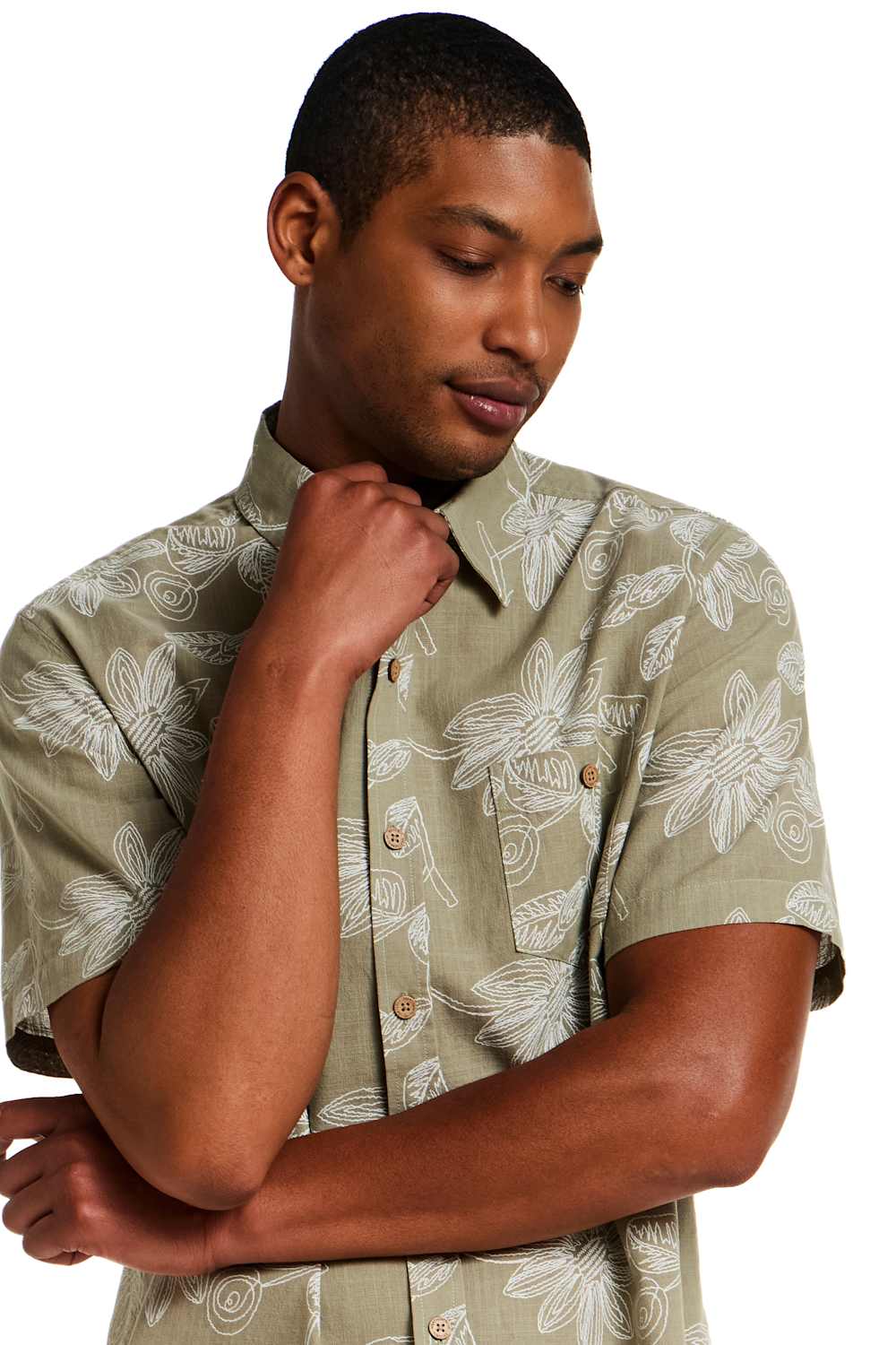 Weatherproof Vintage Cotton Pattern Button Up Shirt for Men in Sea Grass | S2684578GK-SEAGRASS - Image 3
