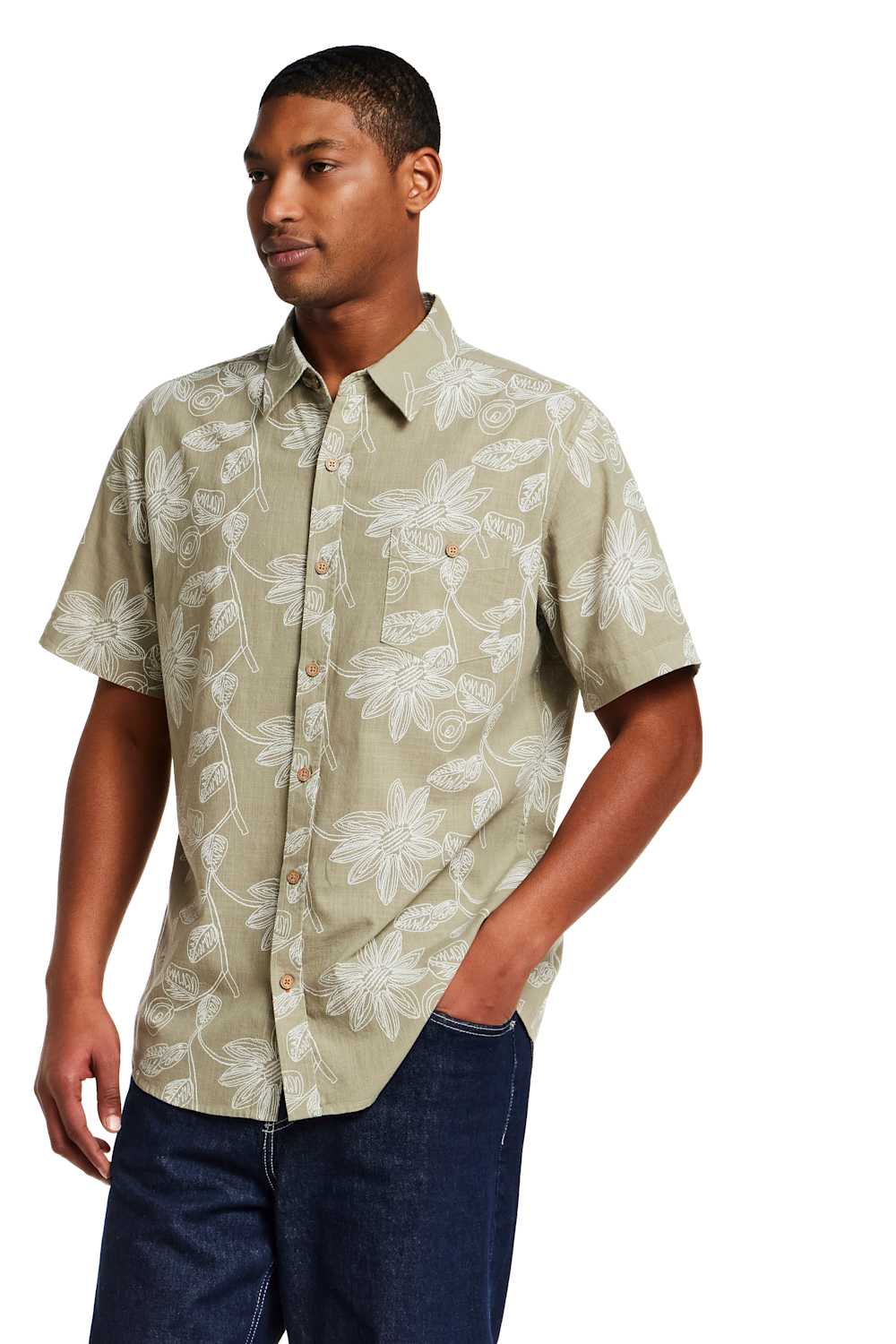 Weatherproof Vintage Cotton Pattern Button Up Shirt for Men in Sea Grass | S2684578GK-SEAGRASS - Image 4