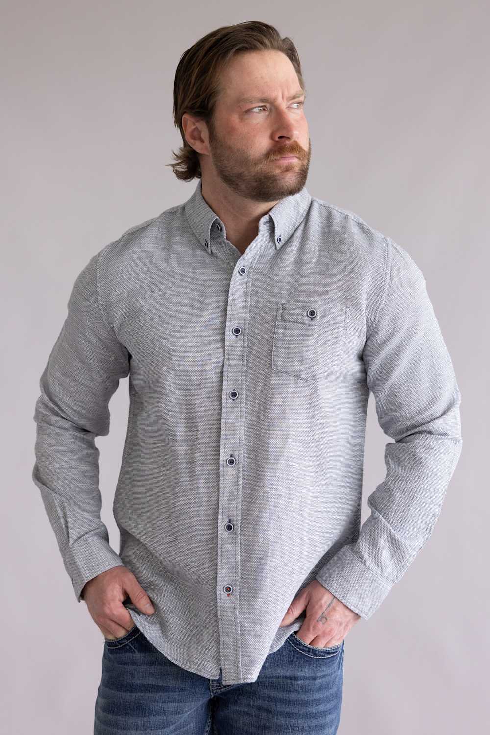 Weatherproof Vintage Cotton Pebble Button Up Shirt for Men in Maritime Blue | S2685983GK-MARITIMEBLUE - Image 4