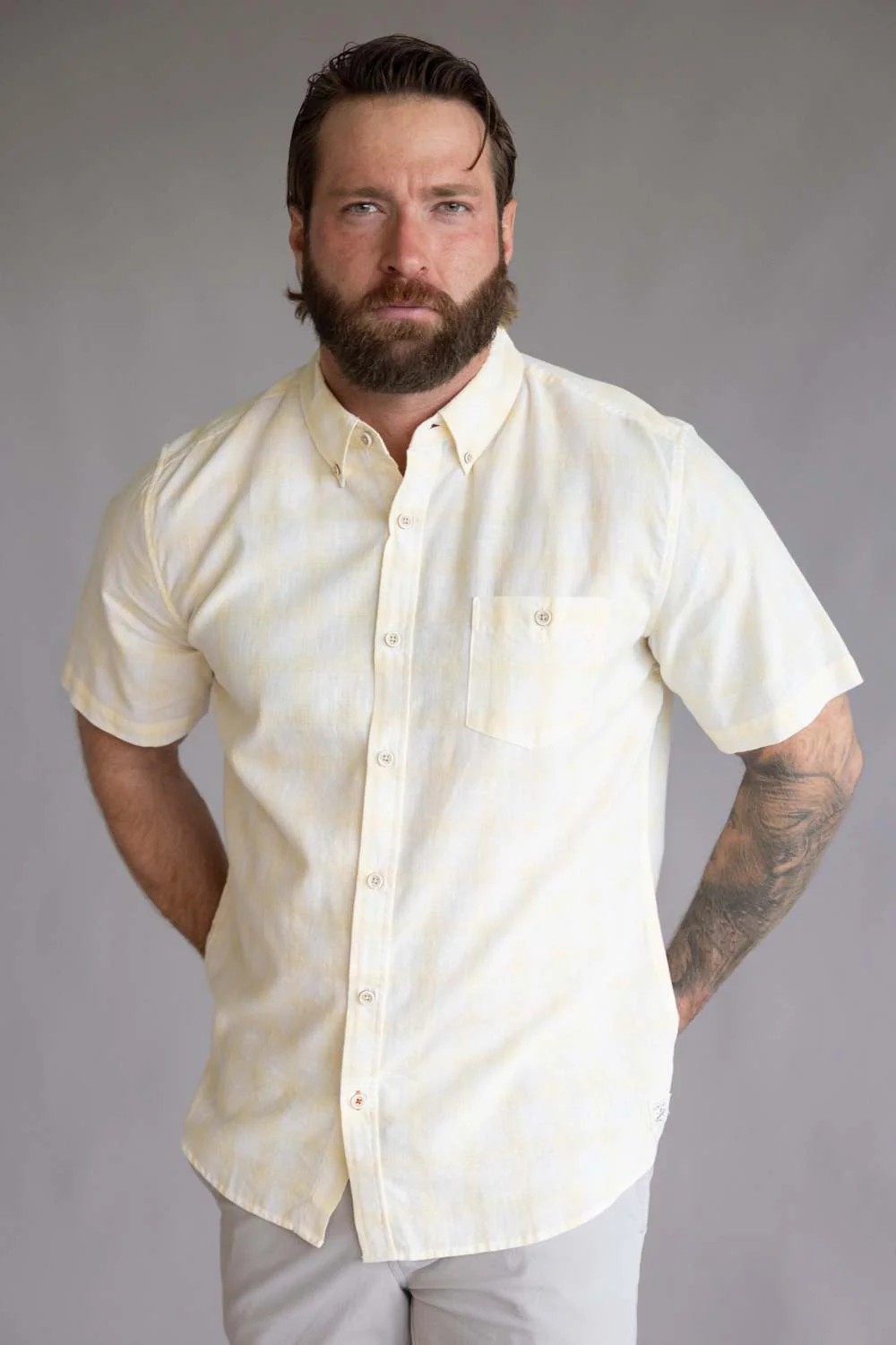 Weatherproof Vintage Cotton Plaid Button Down for Men in Lemon Gelato | S2684619GK-LEMONGELATO - Image 2