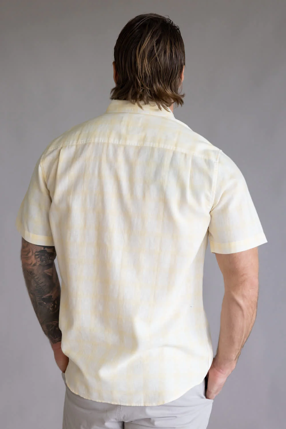 Weatherproof Vintage Cotton Plaid Button Down for Men in Lemon Gelato | S2684619GK-LEMONGELATO - Image 3