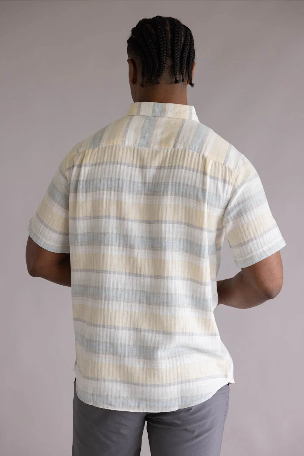 Weatherproof Vintage Cotton Stripe Pattern Button Down Shirt for Men in Golden Haze | S2684594GK-GOLDENHAZE - Image 2