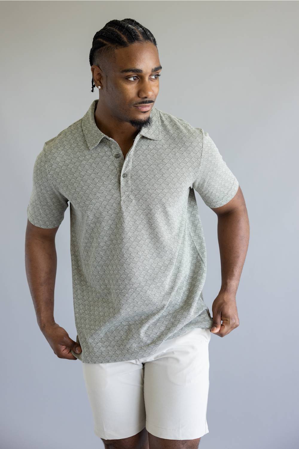 Weatherproof Vintage Diamond Jacquard Polo Shirt for Men in Olive | S2622095GK-OLIVE - Image 3