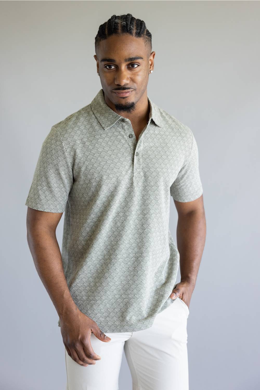Weatherproof Vintage Diamond Jacquard Polo Shirt for Men in Olive | S2622095GK-OLIVE - Image 5