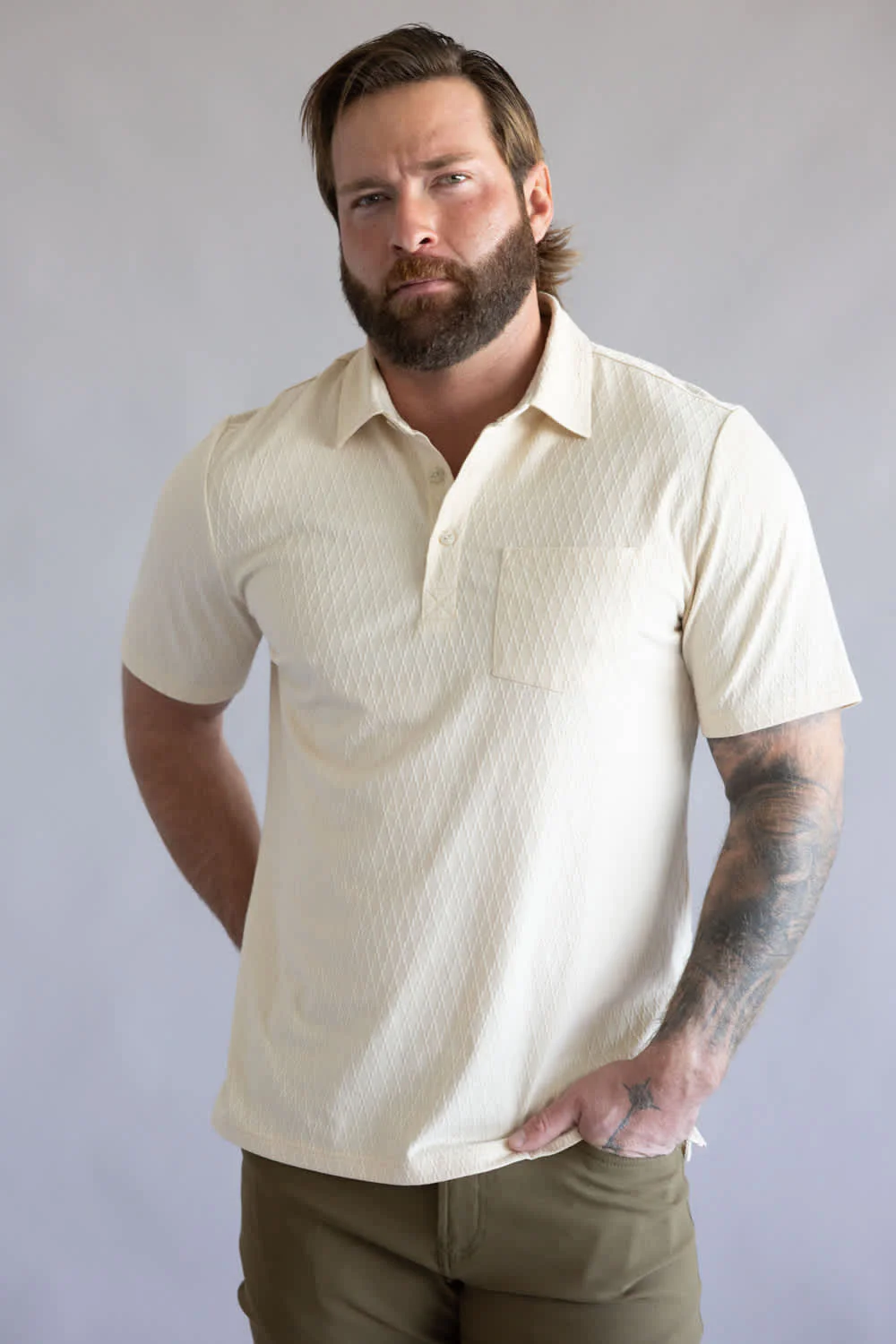 Weatherproof Vintage Diamond Polo for Men in Turtle Dove | S2631798GK-TURTLE DOVE - Image 4