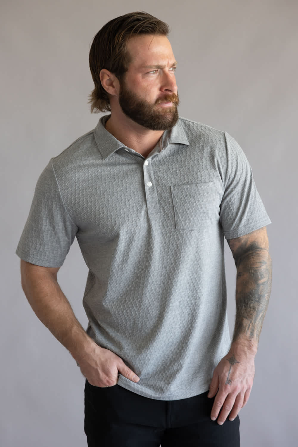 Weatherproof Vintage Diamond Polo for Men in Heather Grey | S2631798GK-GREY HEATHER - Image 2