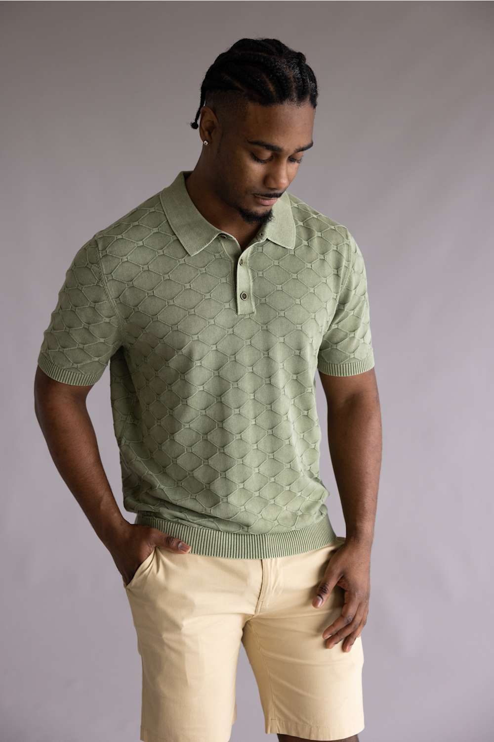 Weatherproof Vintage Diamond Polo Sweater for Men in Seagrass | S2640654GK-SEAGRASS - Image 2