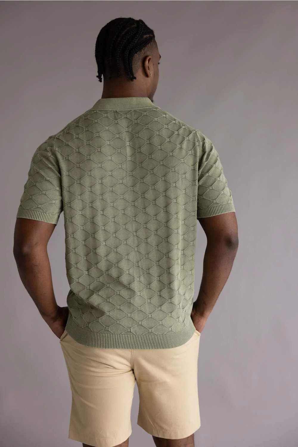 Weatherproof Vintage Diamond Polo Sweater for Men in Seagrass | S2640654GK-SEAGRASS - Image 3