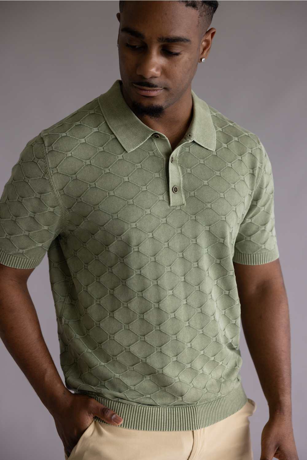 Weatherproof Vintage Diamond Polo Sweater for Men in Seagrass | S2640654GK-SEAGRASS - Image 4
