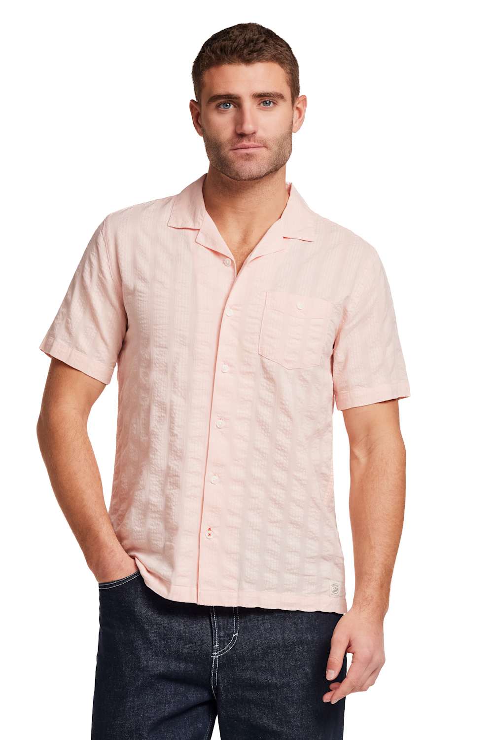Weatherproof Vintage Dobby Seersucker Shirt for Men in Rose | S2684679GK-CHINTZROSE - Image 2