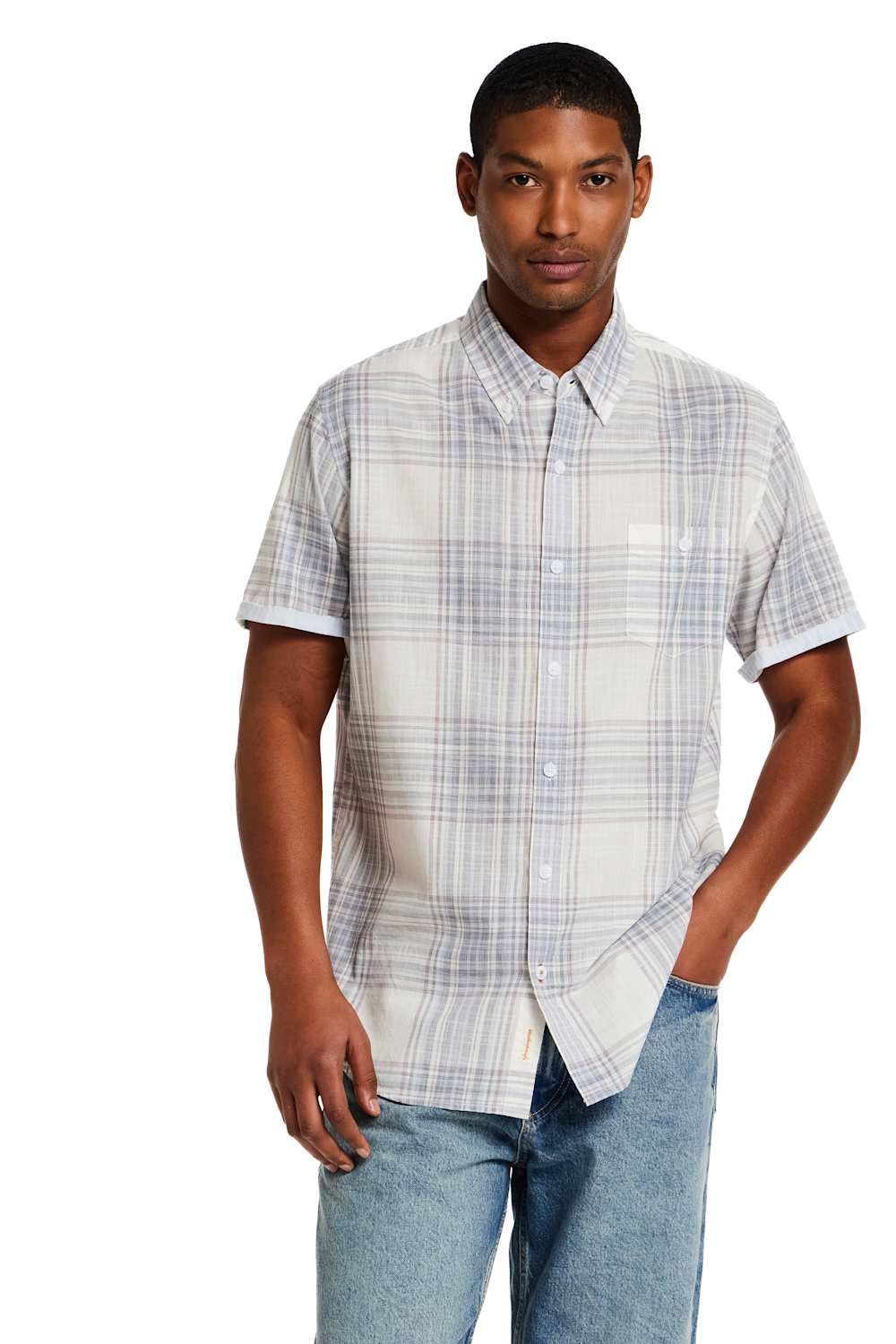 Weatherproof Vintage EOE Cotton Plaid Button Down for Men in White  | S2684281GK-WHISPER WHITE - Image 2