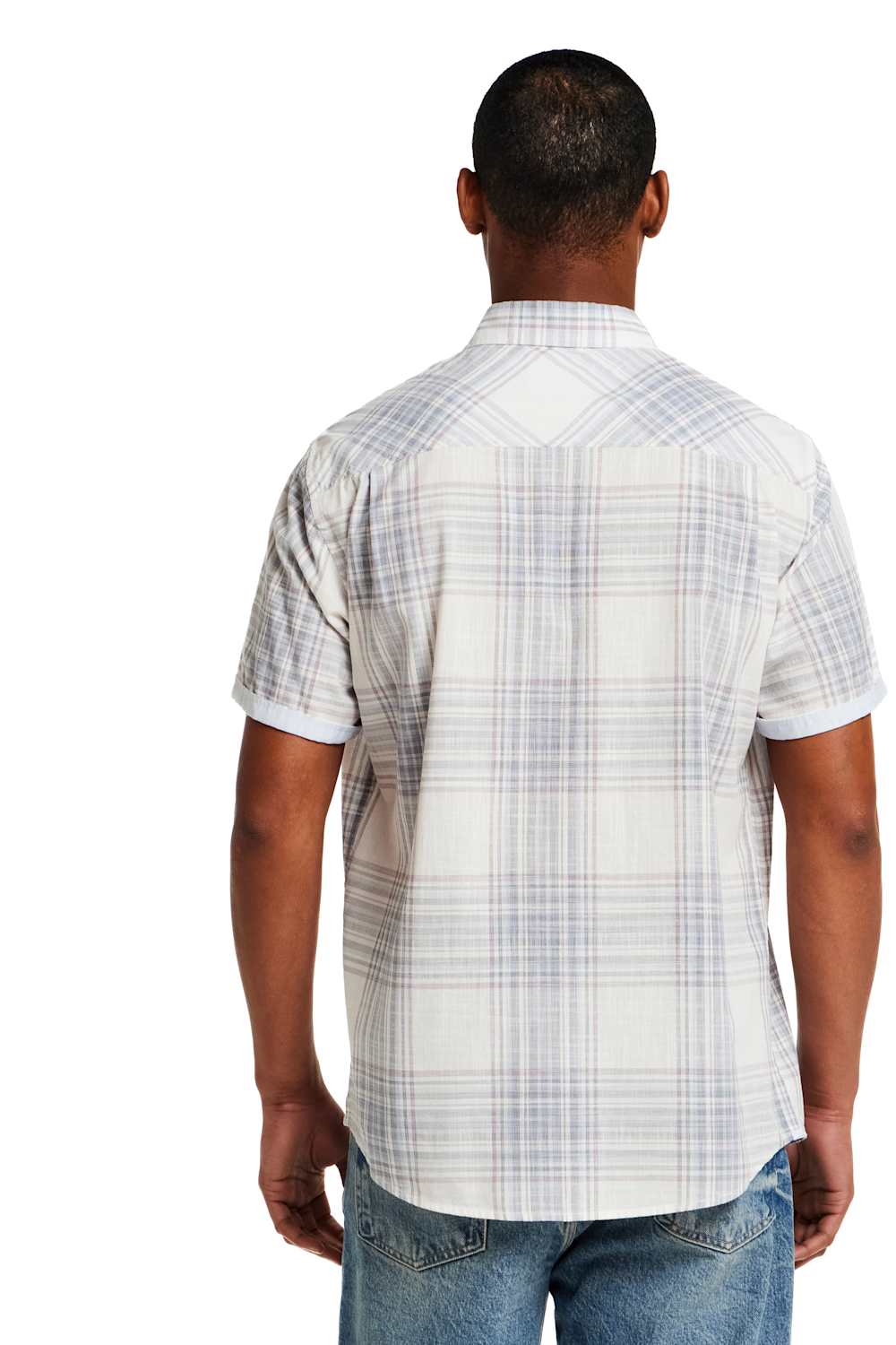 Weatherproof Vintage EOE Cotton Plaid Button Down for Men in White  | S2684281GK-WHISPER WHITE - Image 4