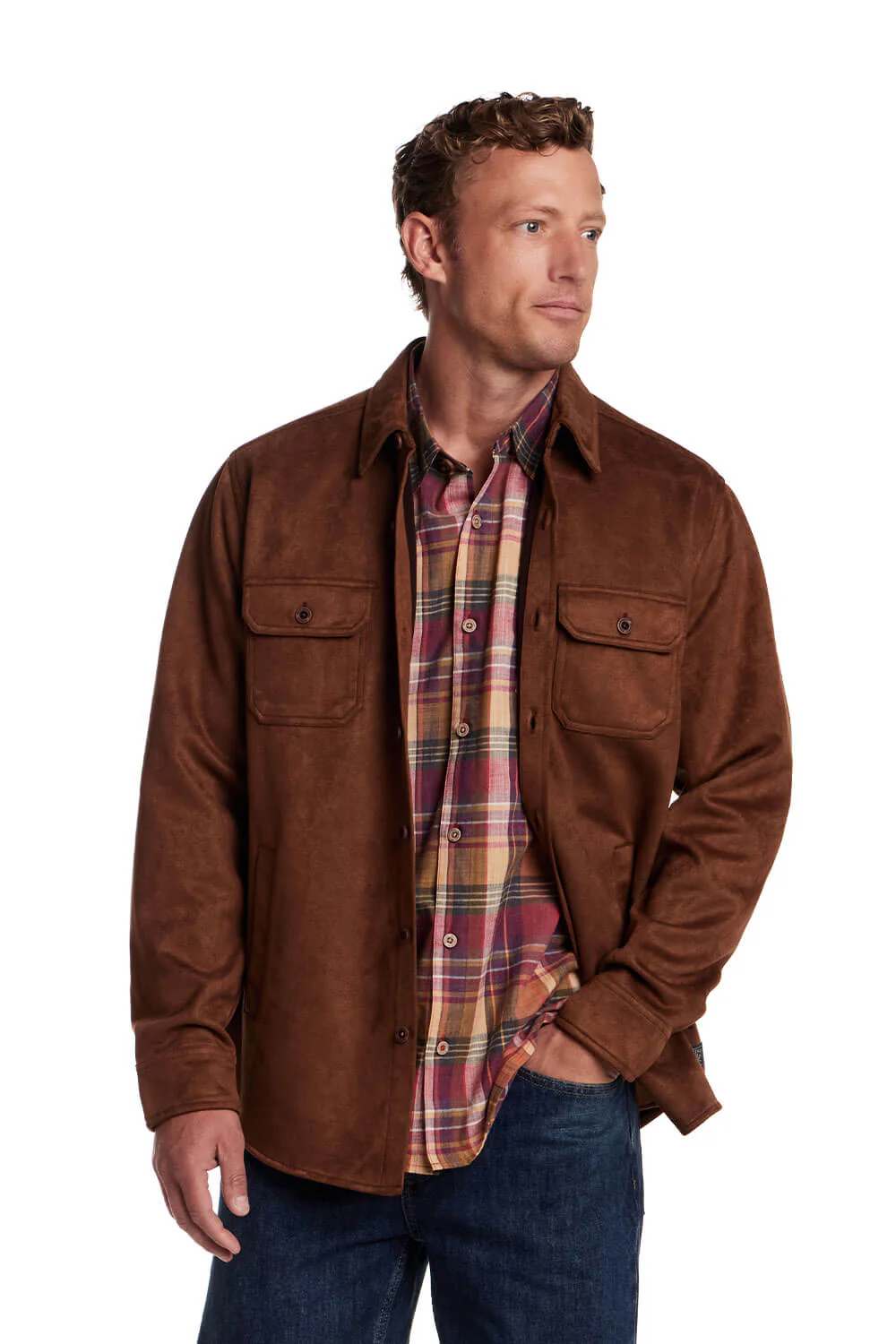 Weatherproof Vintage Faux Suede Shirt Jacket for Men - Image 2